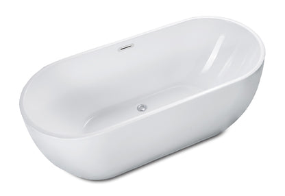 ALFI brand AB8838 59 inch White Oval Acrylic Free Standing Soaking Bathtub