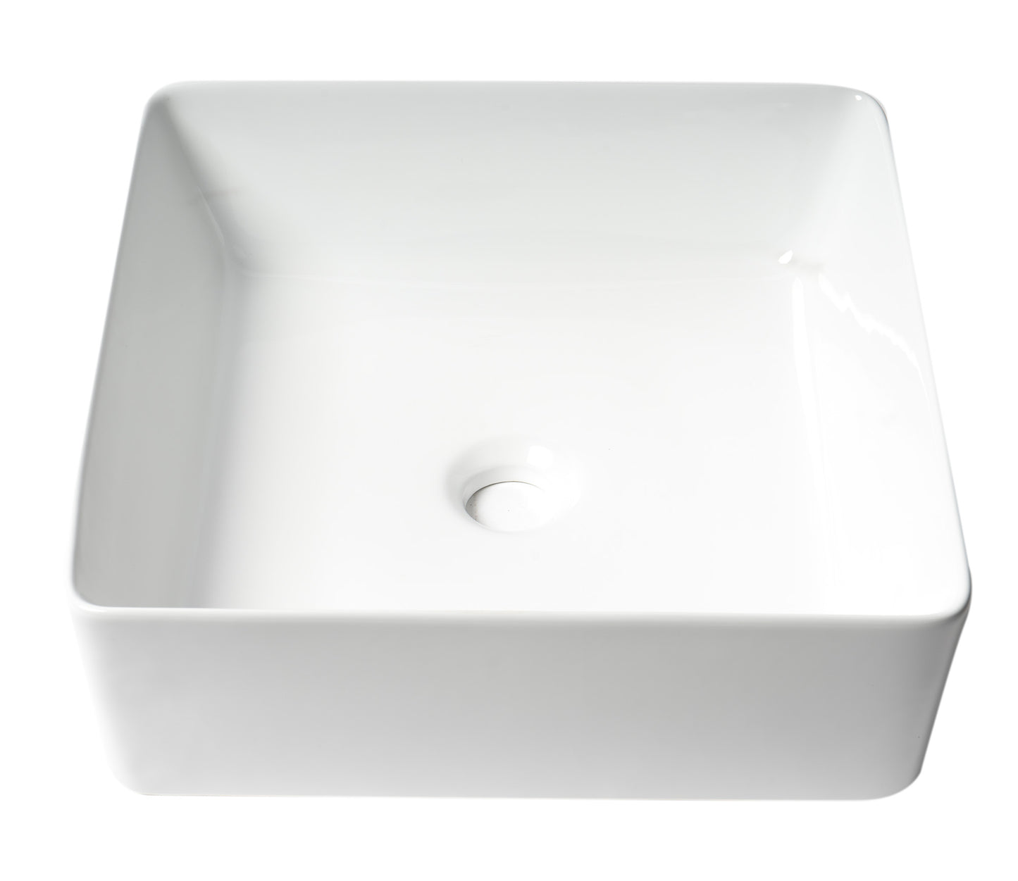 ALFI brand ABC903-W White 16" Modern Square Above Mount Ceramic Sink