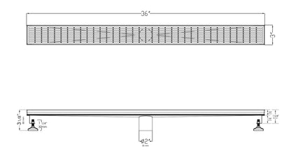 ALFI brand ABLD36D 36" Modern Stainless Steel Linear Shower Drain with Groove Lines