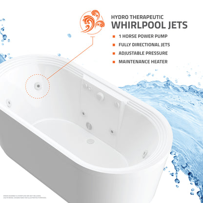 Atlantis Whirlpools Royale 34 x 67 Oval Freestanding Whirlpool Jetted Bathtub 3467RW