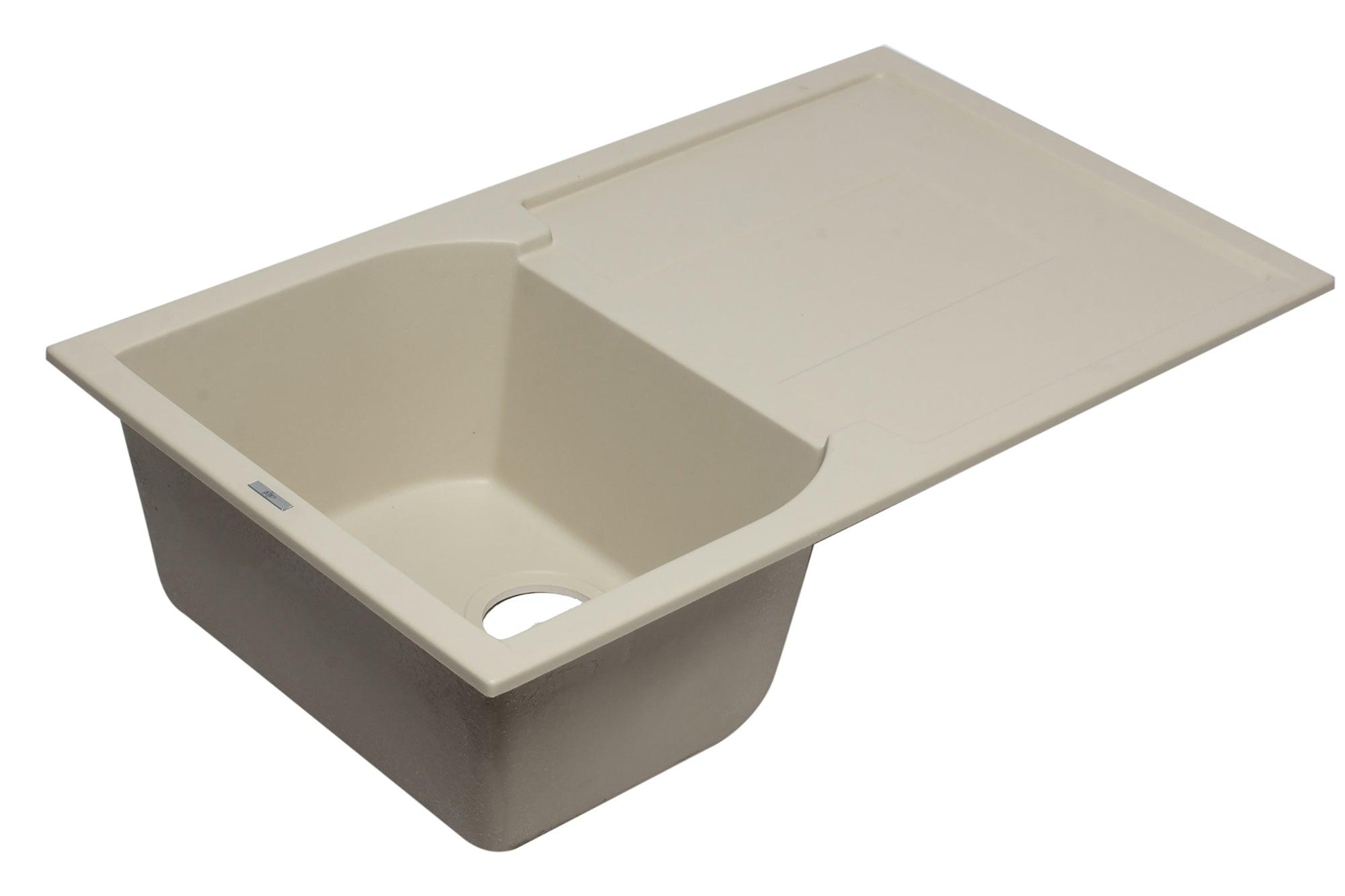 ALFI brand AB1620DI-B Biscuit 34" Single Bowl Granite Composite Kitchen Sink with Drainboard