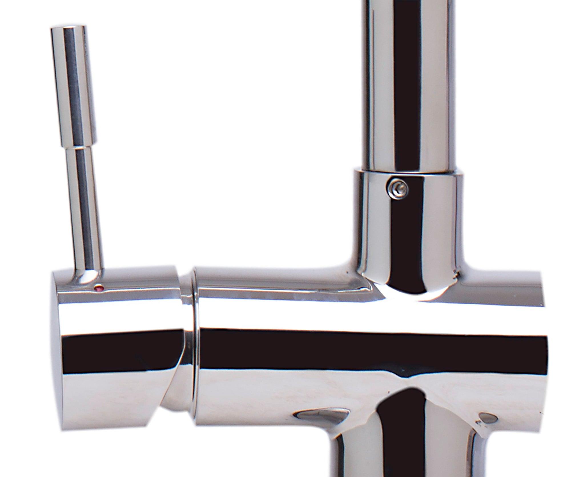 ALFI brand AB2038-PSS Solid Polished Stainless Steel Retractable Single Hole Kitchen Faucet