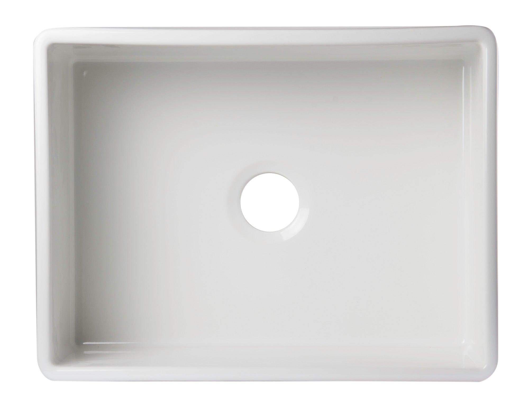 ALFI brand AB506-W White 26" Decorative Lip Apron Single Bowl Fireclay Farmhouse Kitchen Sink