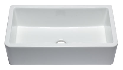 ALFI brand AB3318SB-W 33" White Smooth Apron Solid Thick Wall Fireclay Single Bowl Farm Sink