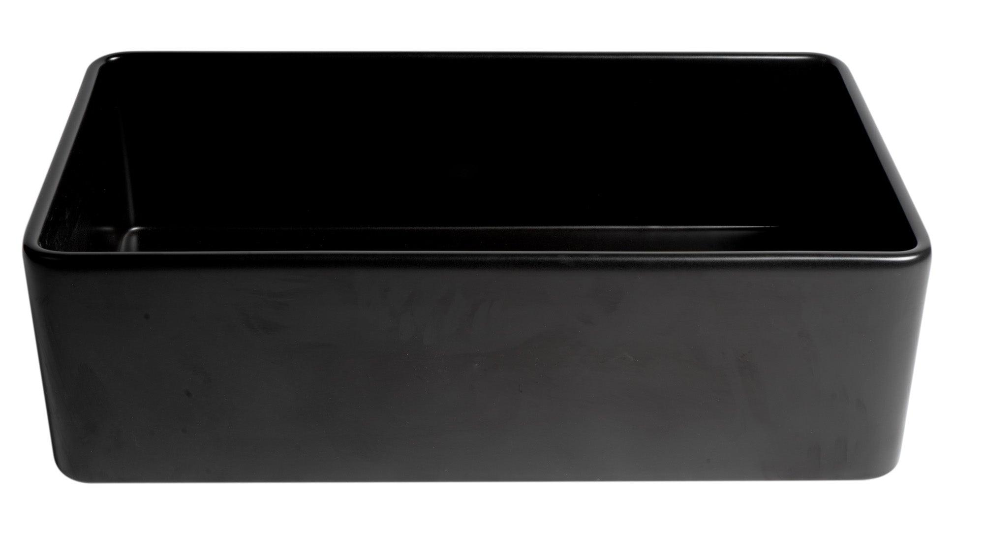 ALFI brand ABF3318S-BM Black Matte Smooth Apron 33" x 18" Single Bowl Fireclay Farm Sink