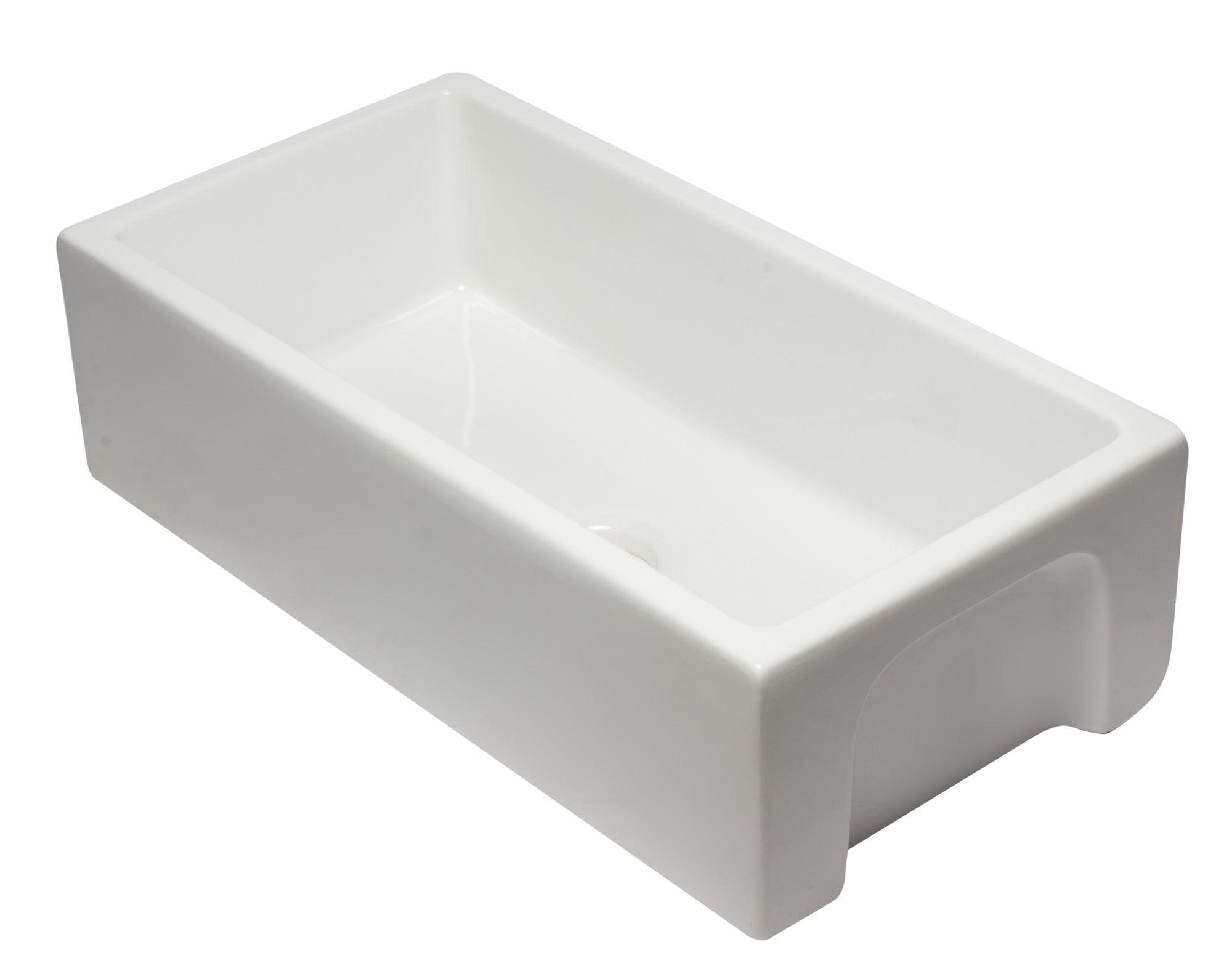 ALFI brand AB3618HS-W 36 inch White Reversible Smooth / Fluted Single Bowl Fireclay Farm Sink