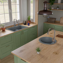 Load image into Gallery viewer, ALFI brand AB3320DI-T Titanium 33&quot; Double Bowl Drop In Granite Composite Kitchen Sink
