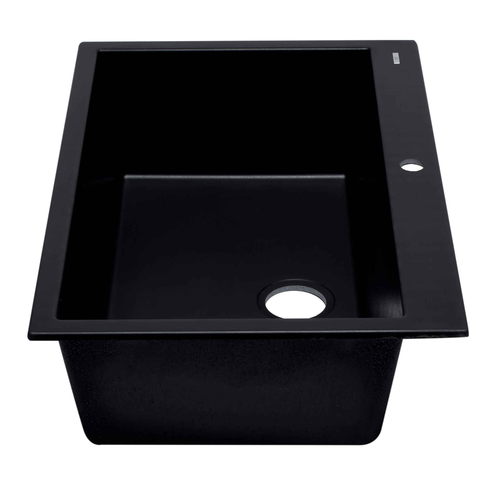 ALFI brand AB3322DI-BLA Black 33" Single Bowl Drop In Granite Composite Kitchen Sink