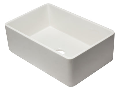 ALFI brand AB3020SB-W 30 inch White Reversible Single Fireclay Farmhouse Kitchen Sink