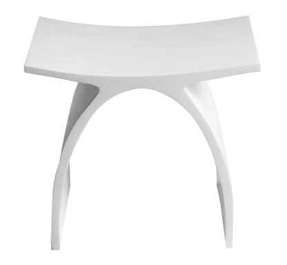 ALFI brand ABST77 Arched White Matte Solid Surface Resin Bathroom / Shower Stool