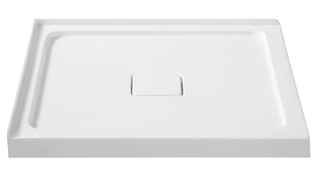 Titan Series 36 in. x 36 in. Double Threshold Shower Base in White