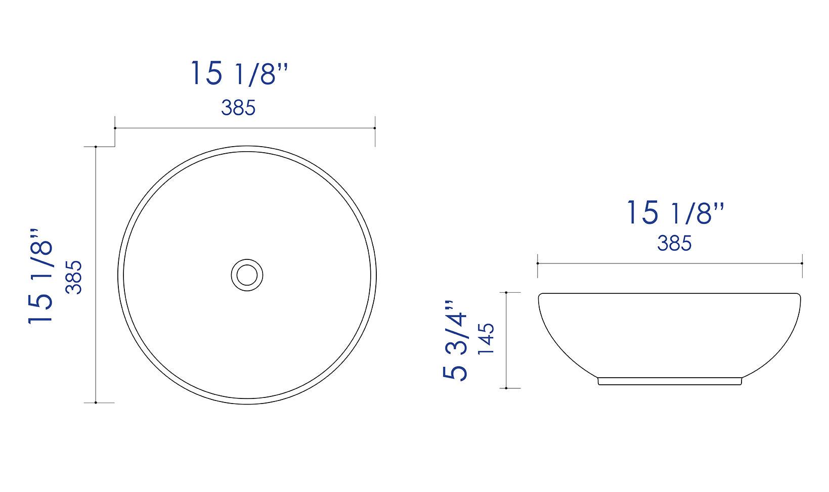 ALFI brand ABC906 Black & White 15" Round Vessel Above Mount Ceramic Sink