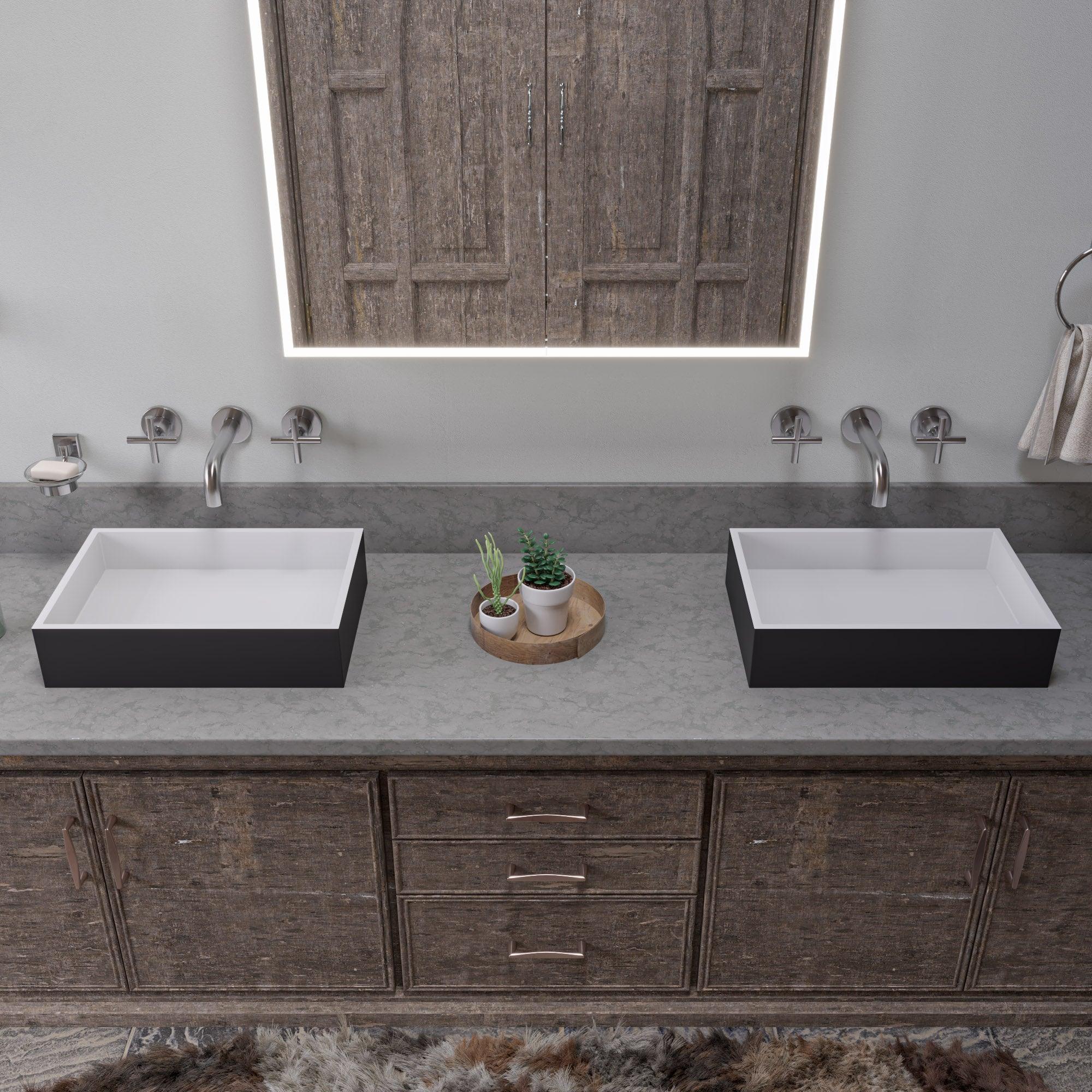 ALFI brand ABRS2014BM Black Matte 20" x 14" Solid Surface Resin Sink