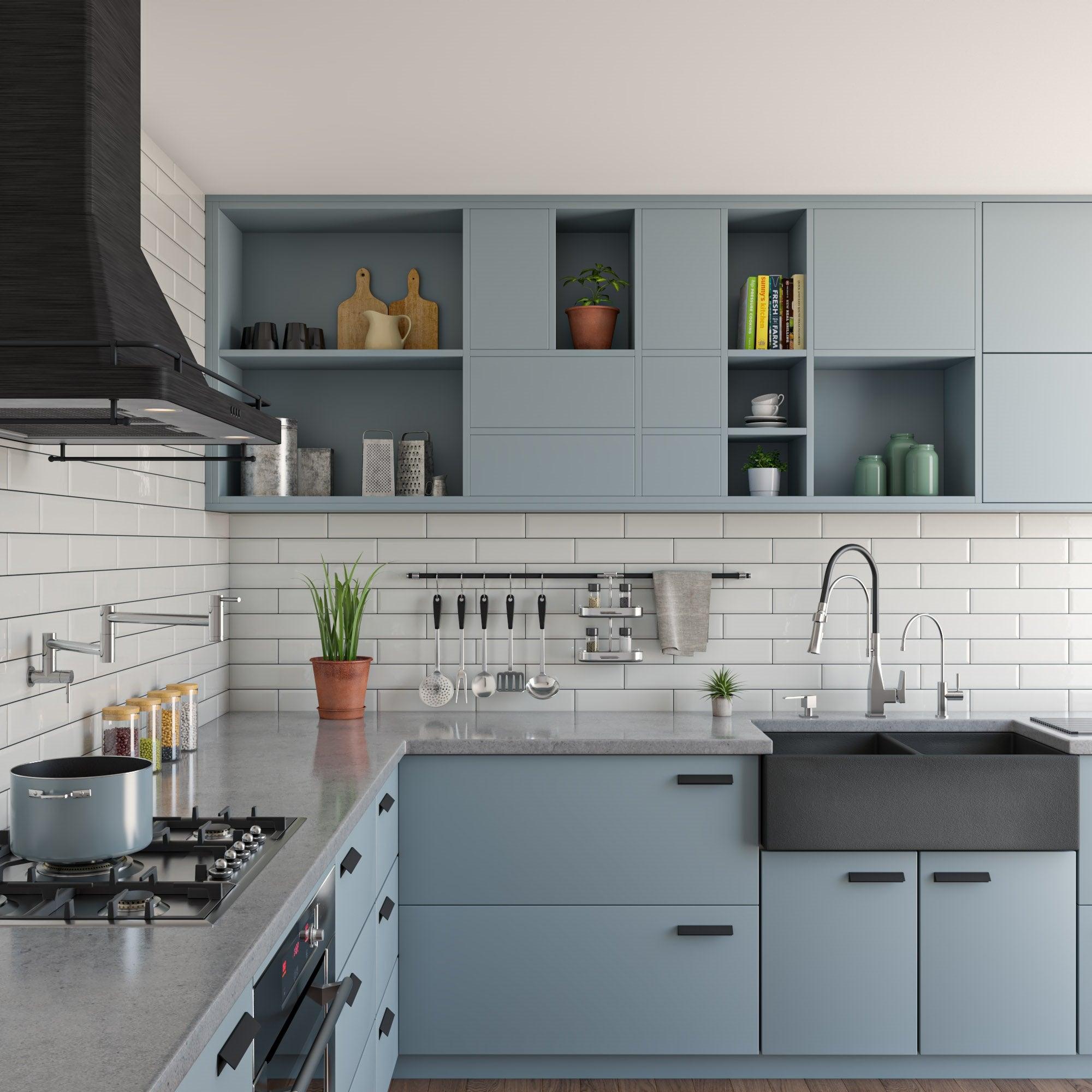 ALFI brand ABCO3318DB Concrete Color 33 inch Reversible Double Fireclay Farmhouse Kitchen Sink