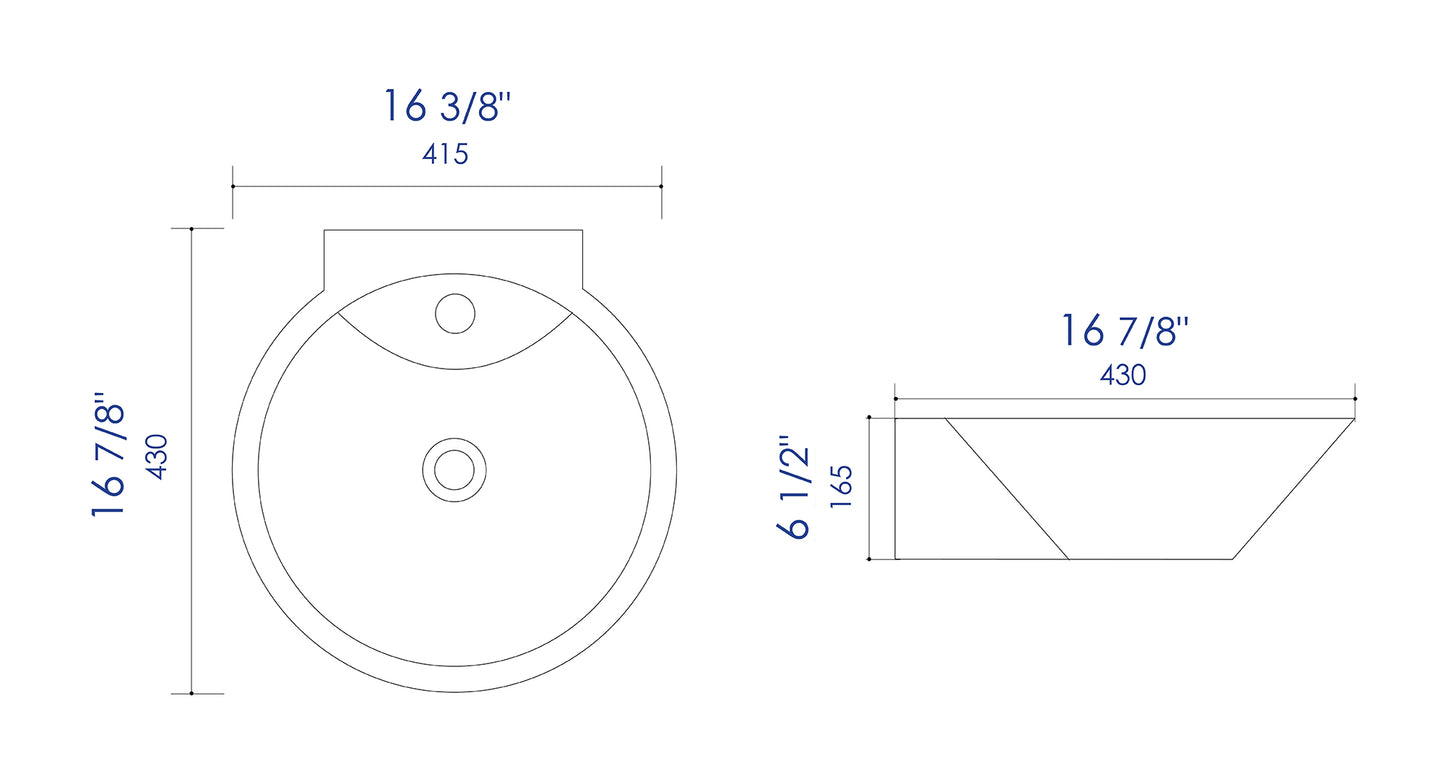 ALFI brand ABC113 White 17" Round Wall Mounted Ceramic Sink with Faucet Hole