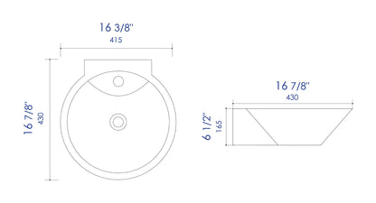 ALFI brand ABC113 White 17" Round Wall Mounted Ceramic Sink with Faucet Hole