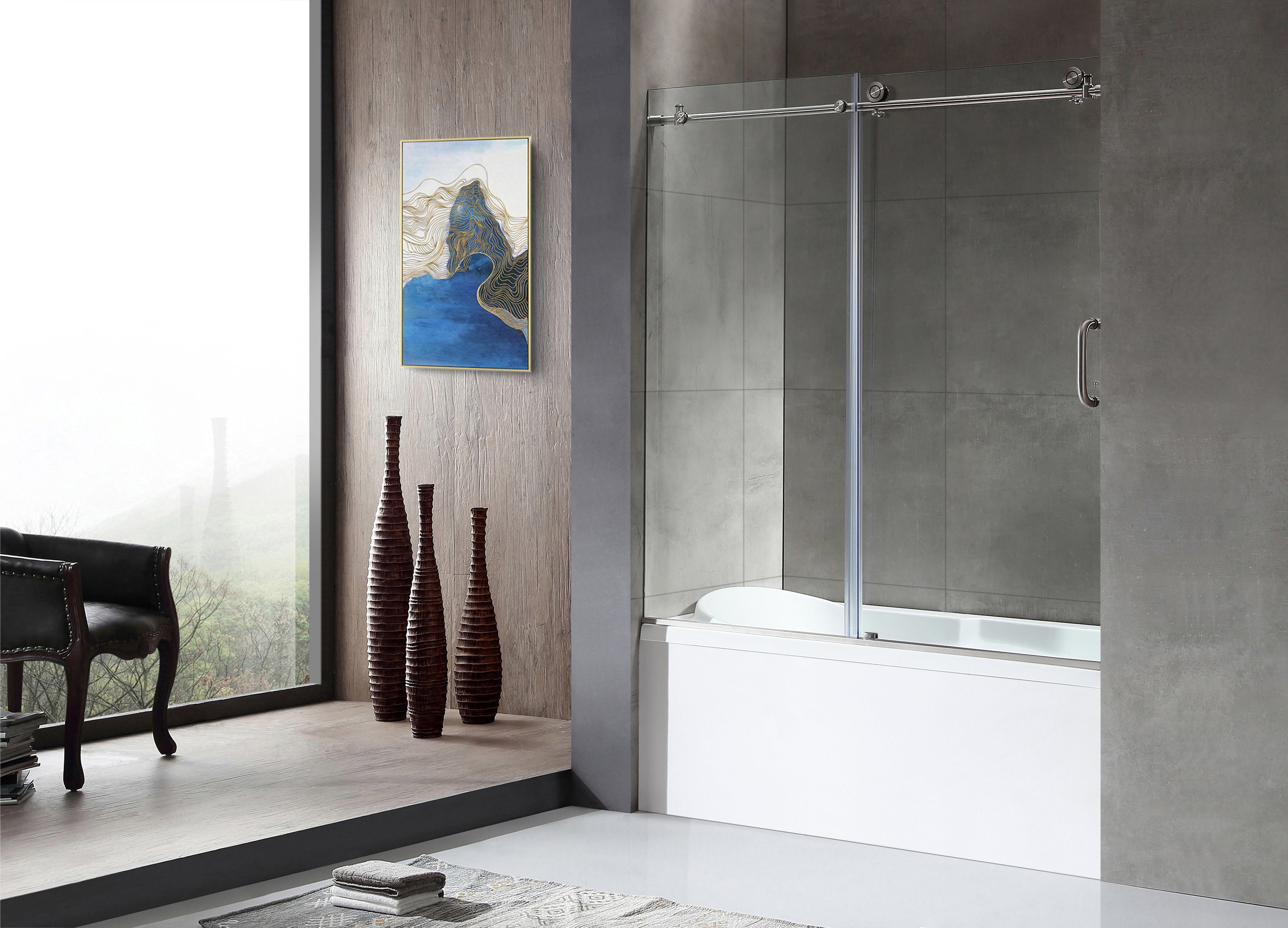 Don Series 60 in. x 62 in. Frameless Sliding Tub Door