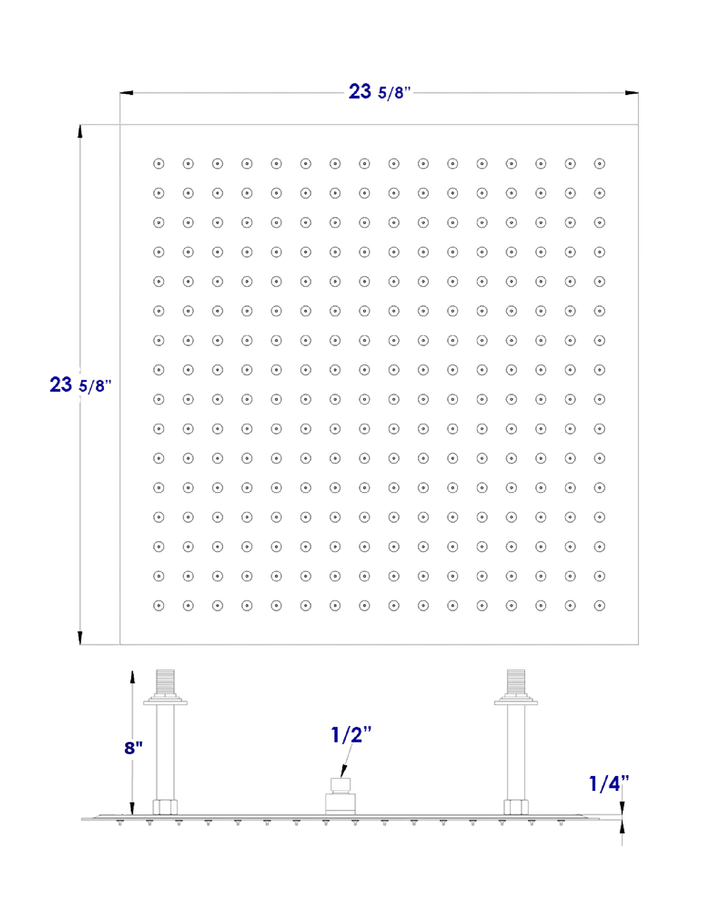 ALFI brand RAIN24S-PSS 24" Square Polished Solid Stainless Steel Ultra Thin Rain Shower Head