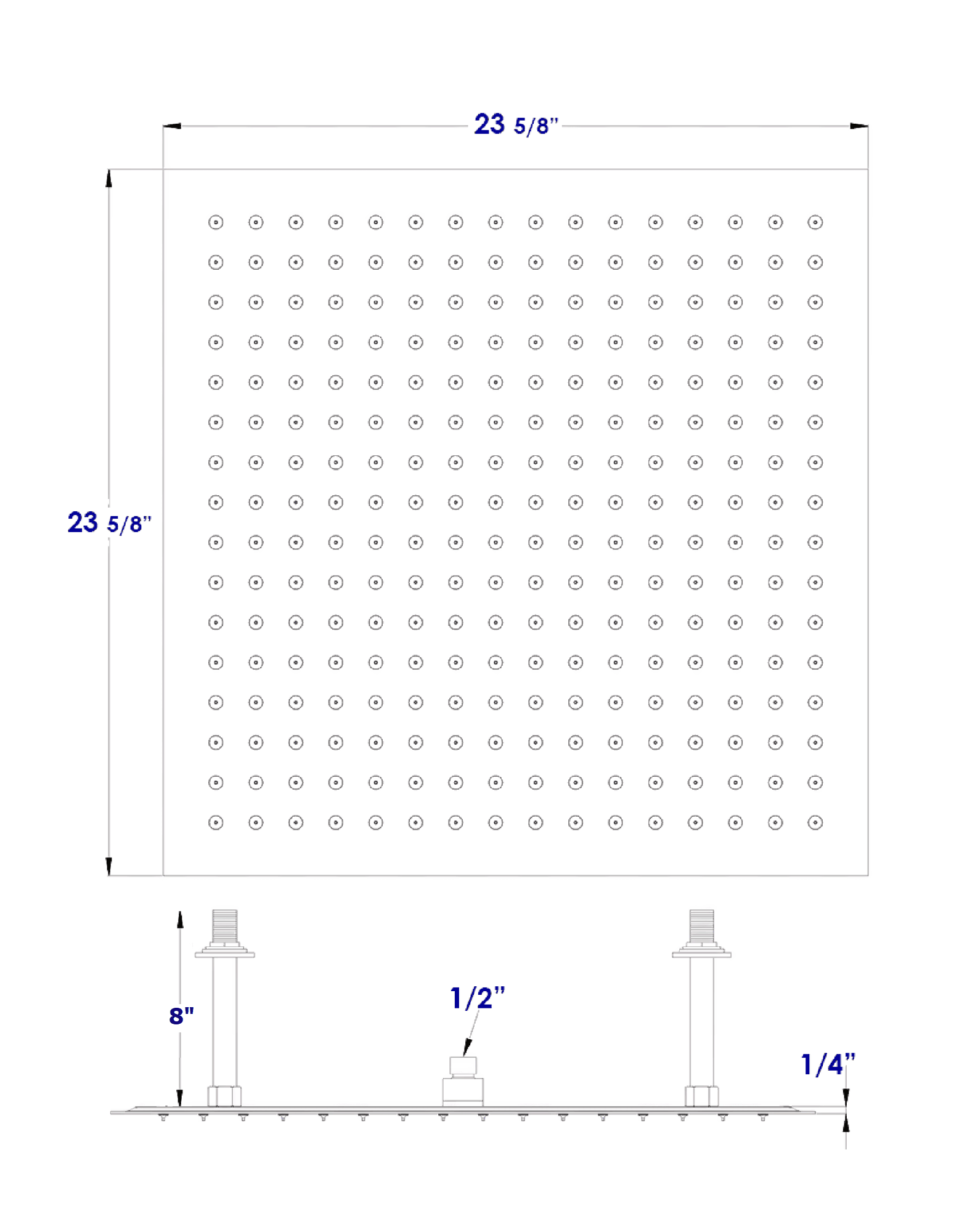 ALFI brand RAIN24S-PSS 24" Square Polished Solid Stainless Steel Ultra Thin Rain Shower Head