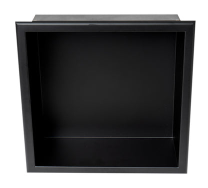 ALFI brand ABNC1212-BLA 12" x 12" Black Matte Stainless Steel Square Single Shelf Bath Shower Niche