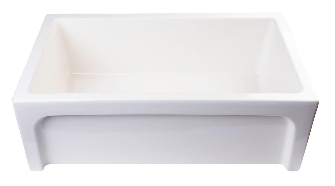 ALFI brand AB3018ARCH-B  30" Biscuit Arched Apron Thick Wall Fireclay Single Bowl Farm Sink