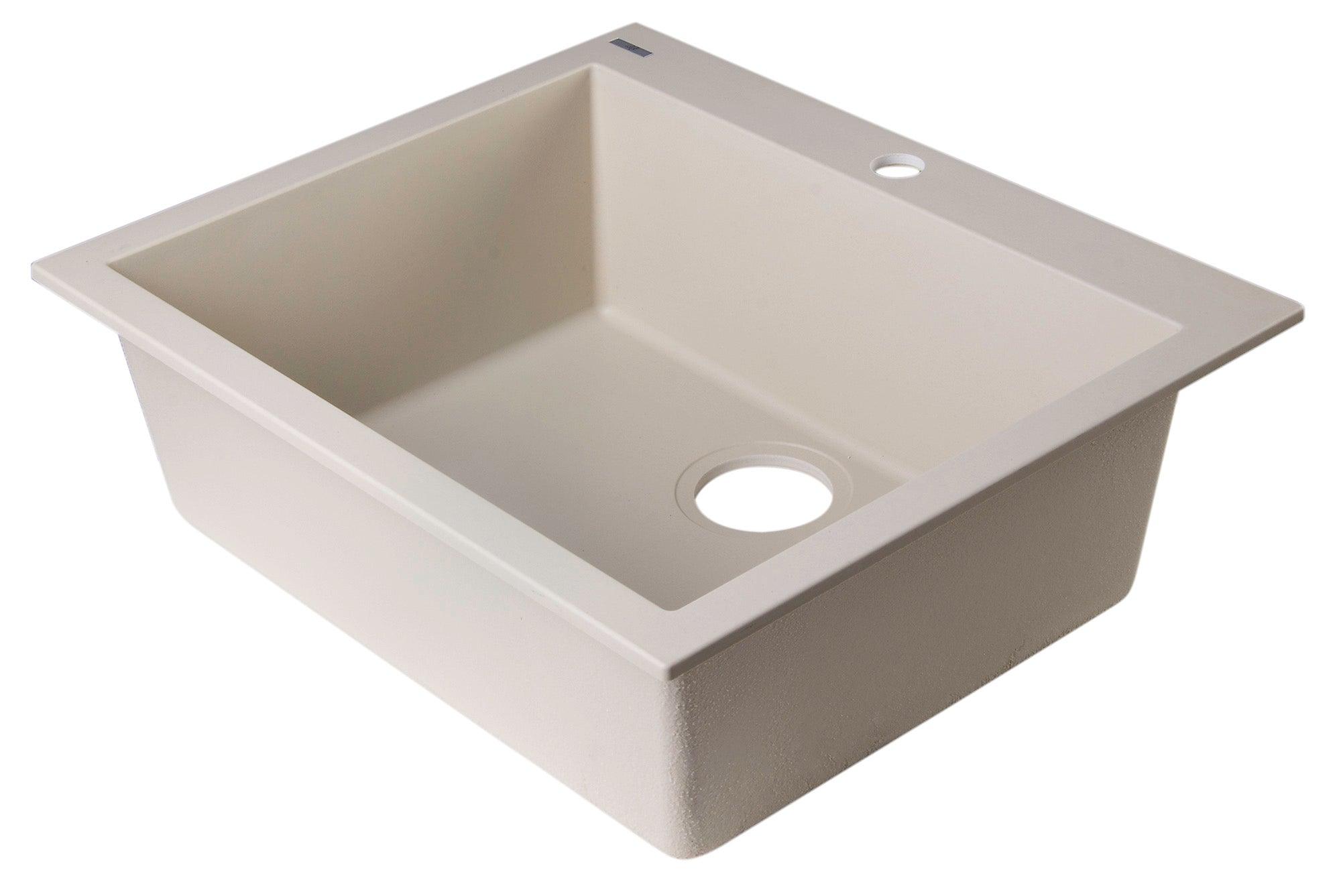 ALFI brand AB2420DI-B Biscuit 24" Drop-In Single Bowl Granite Composite Kitchen Sink