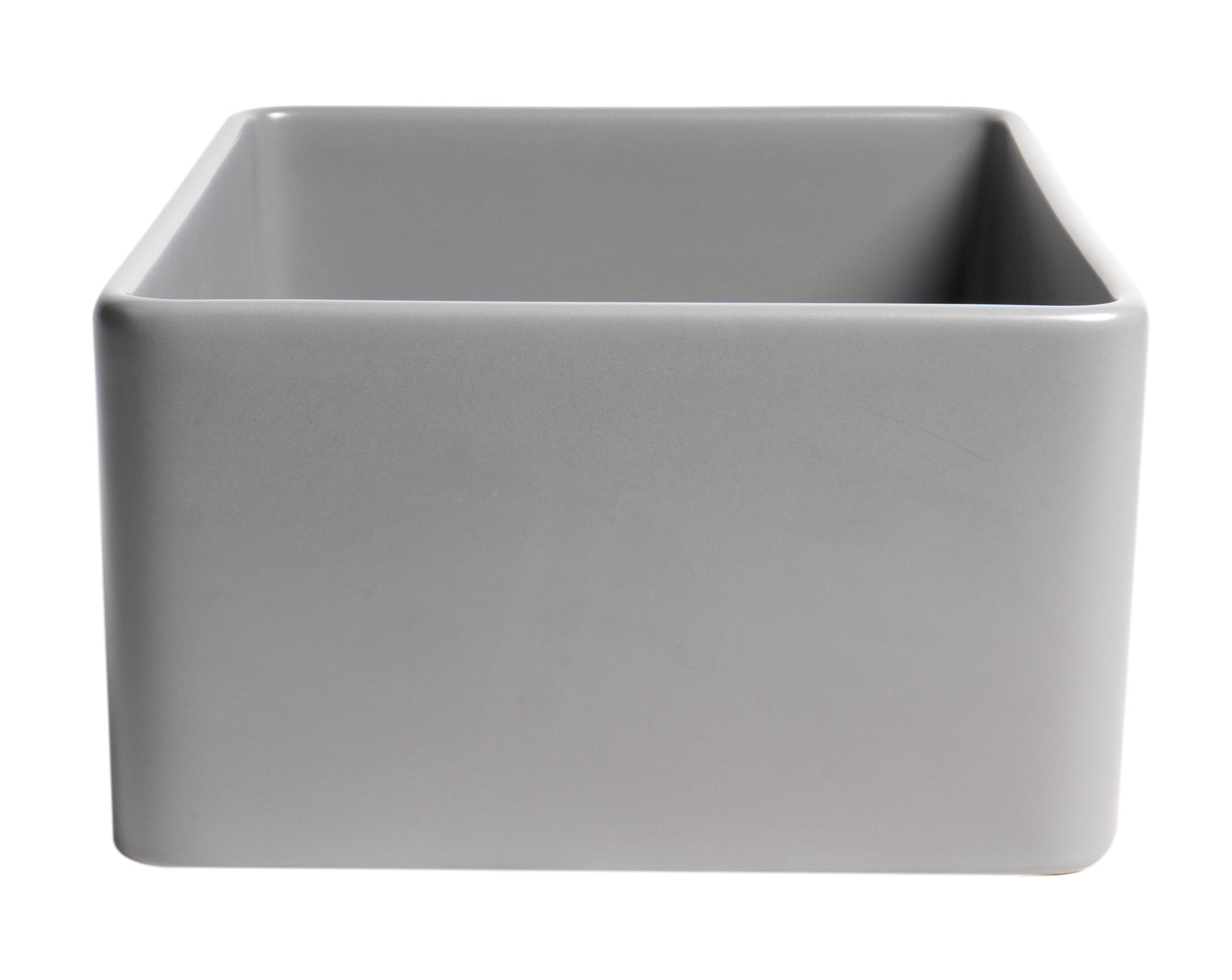 ALFI brand ABF2418-GM Gray Matte Smooth Apron 24" x 18" Single Bowl Fireclay Farm Sink