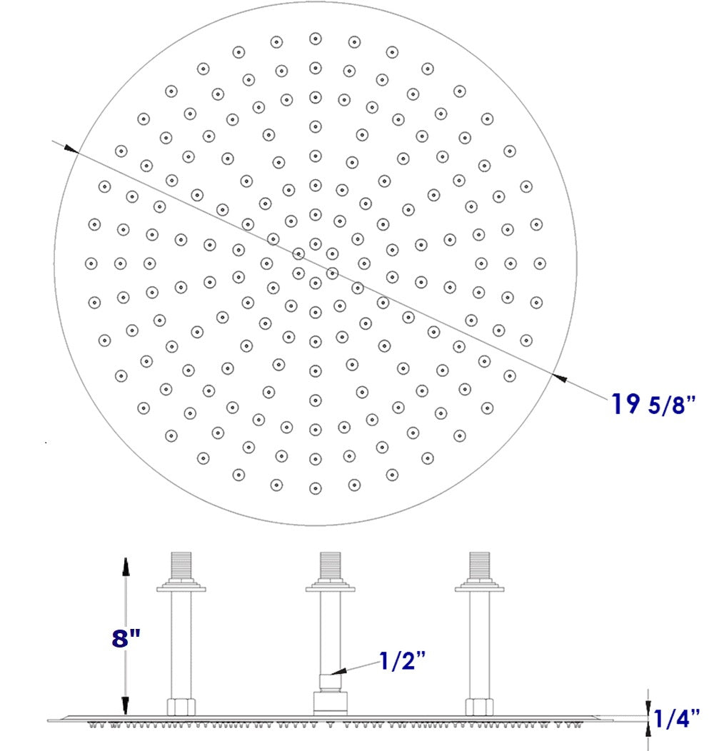 ALFI brand RAIN20R-PSS 20" Round Polished Solid Stainless Steel Ultra Thin Rain Shower Head