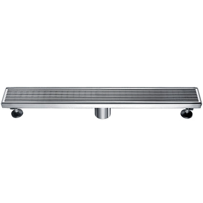 ALFI brand ABLD24D 24" Modern Stainless Steel Linear Shower Drain with Groove Lines