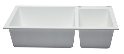 ALFI brand AB3319DI-W White 34" Double Bowl Drop In Granite Composite Kitchen Sink