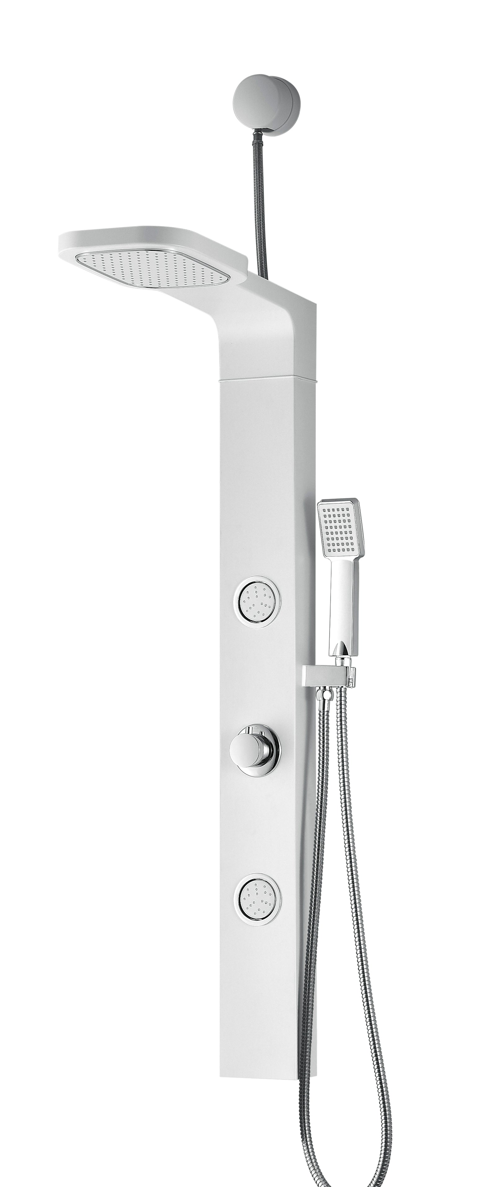 Inland Series 44 in. Full Body Shower Panel System with Heavy Rain Shower and Spray Wand in White