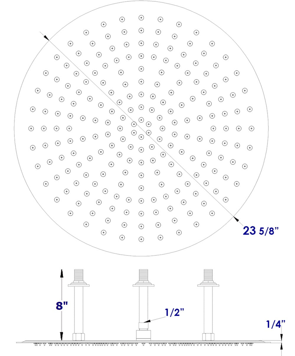 ALFI brand RAIN24R-PSS 24" Round Polished Solid Stainless Steel Ultra Thin Rain Shower Head