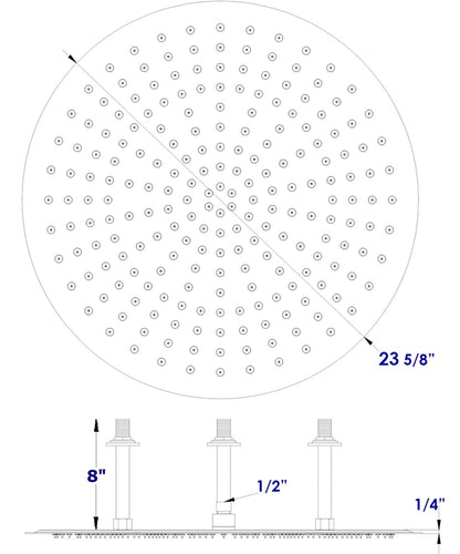 ALFI brand RAIN24R-PSS 24" Round Polished Solid Stainless Steel Ultra Thin Rain Shower Head