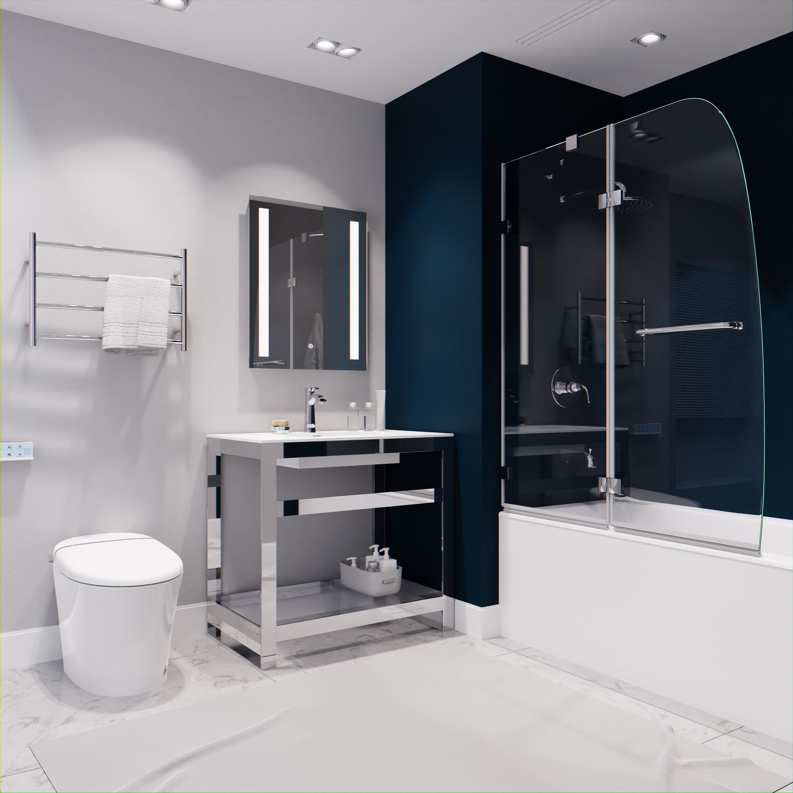 Herald Series 48 in. by 58 in. Frameless Hinged tub door