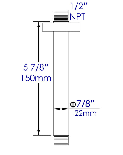 ALFI brand ABSA6R-PC Polished Chrome 6" Round Ceiling Shower Arm