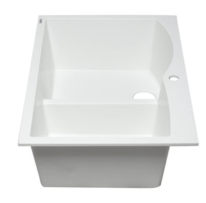 ALFI brand AB3320DI-W White 33" Double Bowl Drop In Granite Composite Kitchen Sink
