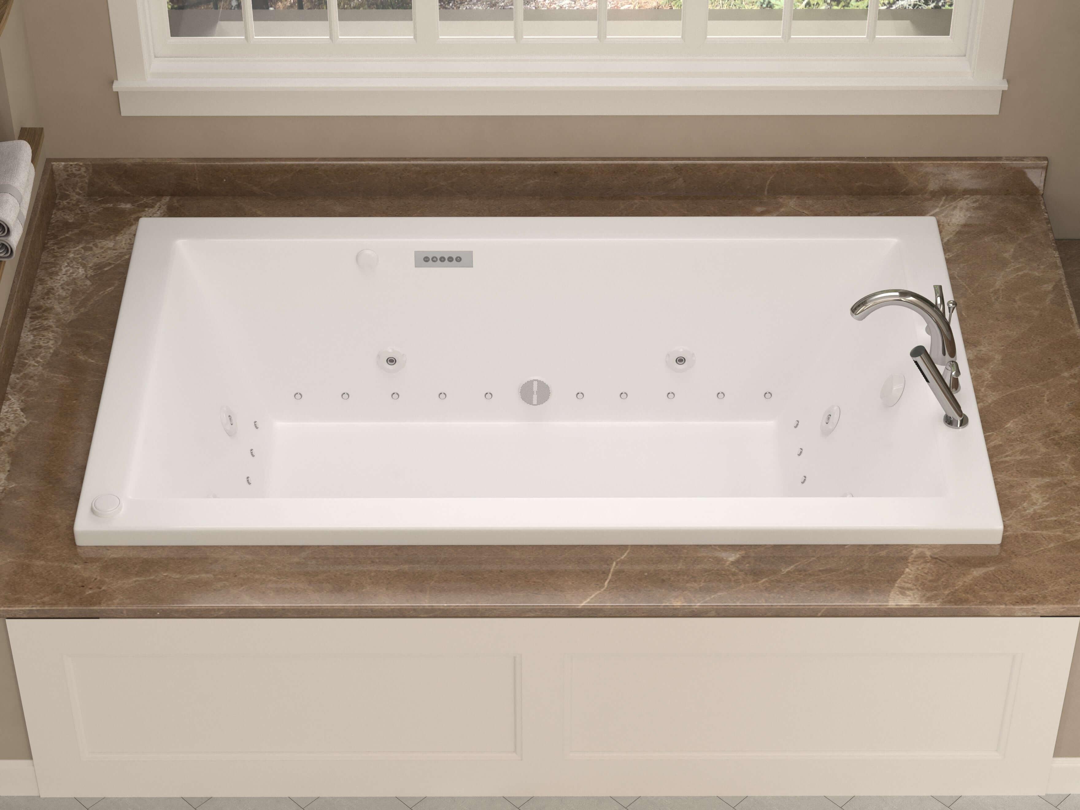 Atlantis Whirlpools Venetian Deluxe Series 30 x 60in. Air and Whirlpool Jetted Bathtub in White side/up view