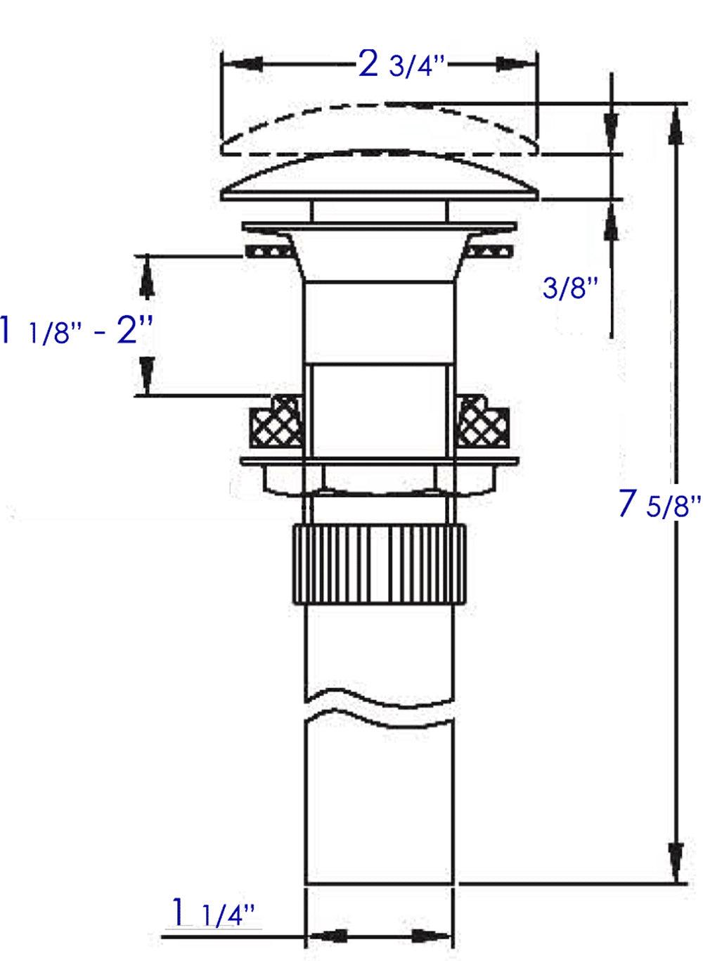 ALFI brand AB9055-PC Polished Chrome Pop Up Drain for Bathroom Sink without Overflow