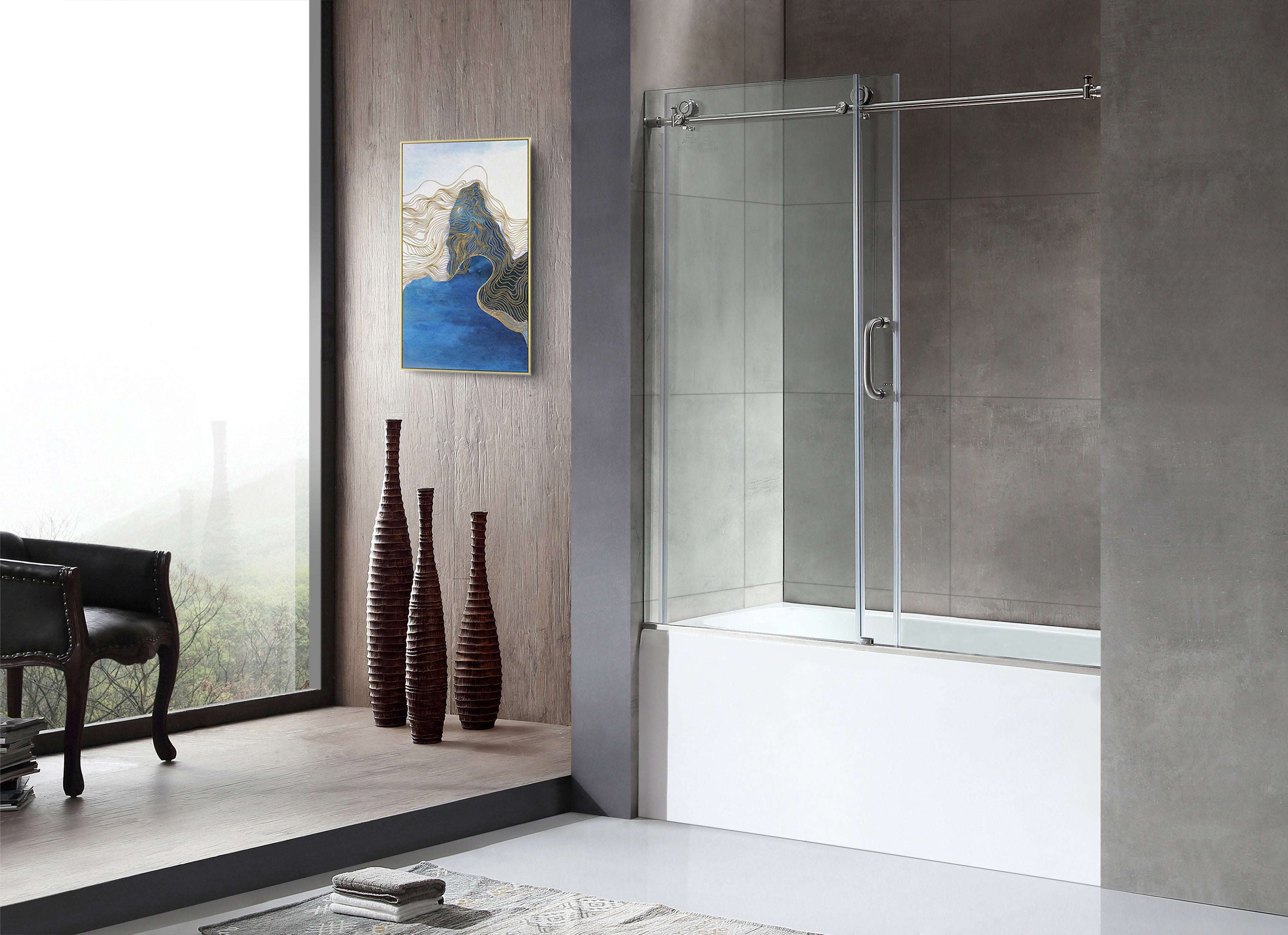 Raymore Series 60 in. x 62 in. Frameless Sliding Tub Door