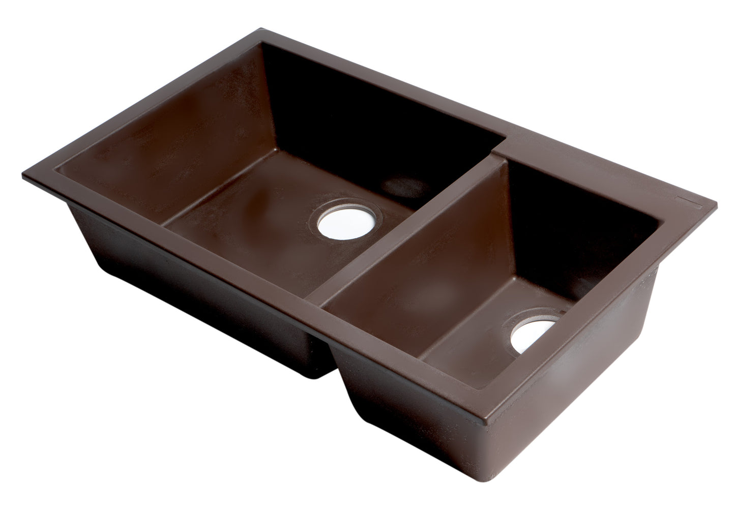 ALFI brand AB3319UM-C Chocolate 34" Double Bowl Undermount Granite Composite Kitchen Sink