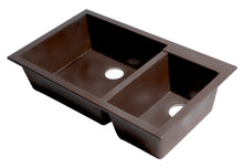 Load image into Gallery viewer, ALFI brand AB3319UM-C Chocolate 34&quot; Double Bowl Undermount Granite Composite Kitchen Sink