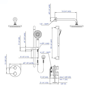 ALFI brand AB2545-PC Polished Chrome Round Style 2 Way Thermostatic Shower Set