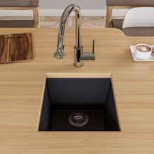 Load image into Gallery viewer, ALFI brand AB1720UM-BLA Black 17&quot; Undermount Rectangular Granite Composite Kitchen Prep Sink
