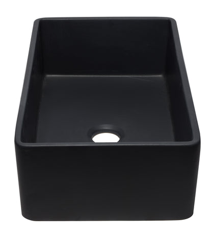 ALFI brand AB3320SB-BM 33 inch Black Reversible Single Fireclay Farmhouse Kitchen Sink