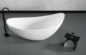 ALFI brand ABST77BM Black Matte Arched Solid Surface Resin Bathroom / Shower Stool