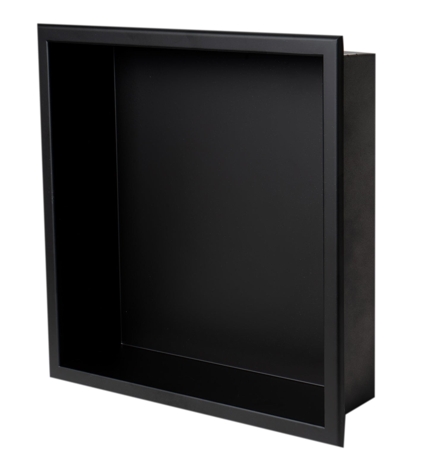 ALFI brand ABNC1616-BLA 16" x 16" Black Matte Stainless Steel Square Single Shelf Bath Shower Niche