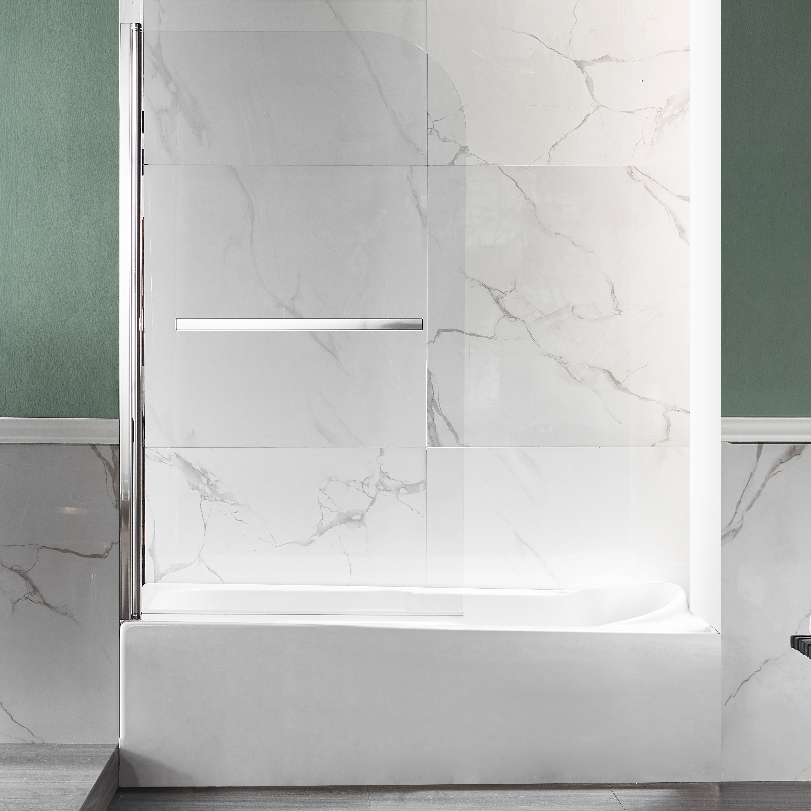 Myth 34 in. x 58 in. Frameless Tub Door with TSUNAMI GUARD