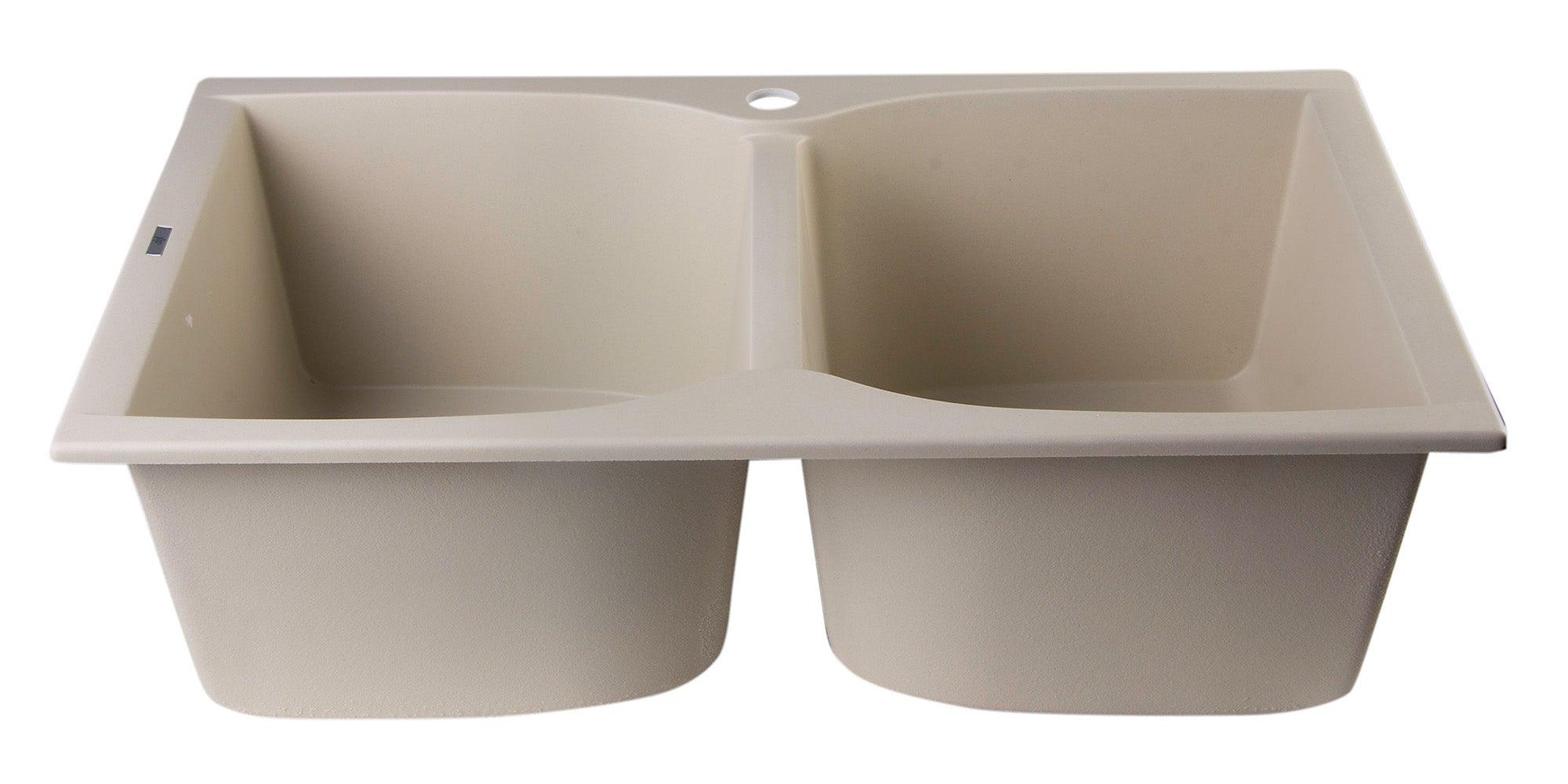 ALFI brand AB3220DI-B Biscuit 32" Drop-In Double Bowl Granite Composite Kitchen Sink