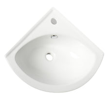 Load image into Gallery viewer, ALFI brand ABC120 White 22&quot; Corner Wall Mounted Ceramic Sink with Faucet Hole