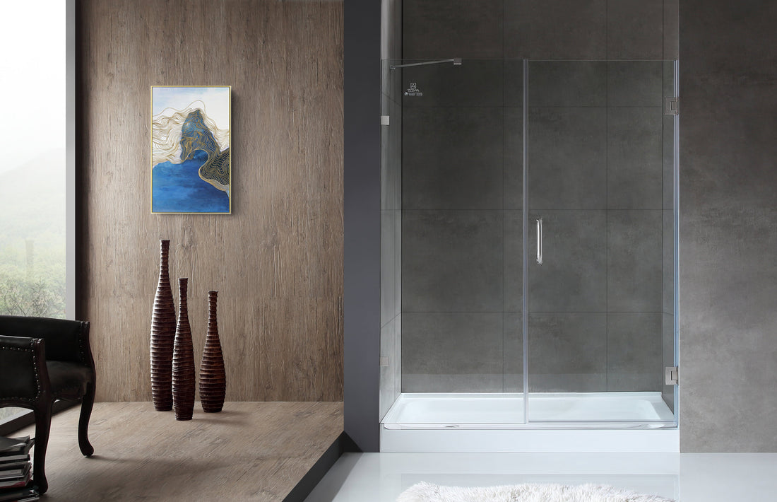 Consort Series 60 in. by 72 in. Frameless Hinged Alcove Shower Door with Handle